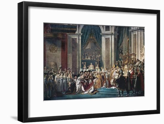 Consecration of the Emperor Napoleon and the Coronation of the Empress Josephine by Pope Pius VII-Jacques-Louis David-Framed Art Print