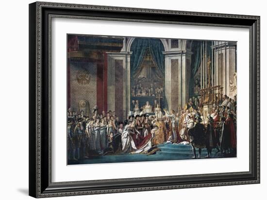 Consecration of the Emperor Napoleon and the Coronation of the Empress Josephine by Pope Pius VII-Jacques-Louis David-Framed Art Print