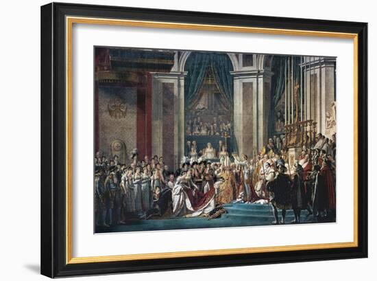 Consecration of the Emperor Napoleon and the Coronation of the Empress Josephine by Pope Pius VII-Jacques-Louis David-Framed Art Print