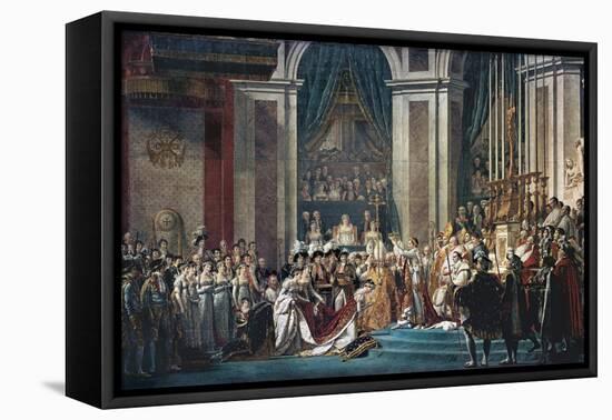 Consecration of the Emperor Napoleon and the Coronation of the Empress Josephine by Pope Pius VII-Jacques-Louis David-Framed Stretched Canvas