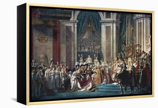 Consecration of the Emperor Napoleon and the Coronation of the Empress Josephine by Pope Pius VII-Jacques-Louis David-Framed Stretched Canvas