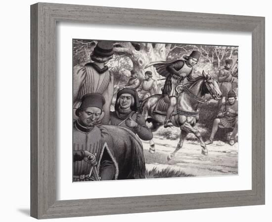 Conspirators Look on as Lorenzo De Medici Rides By-Pat Nicolle-Framed Giclee Print