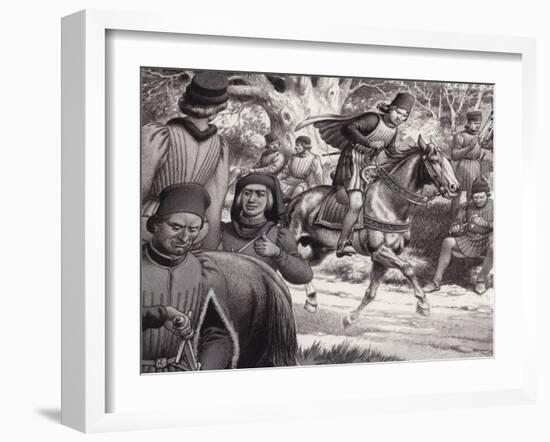 Conspirators Look on as Lorenzo De Medici Rides By-Pat Nicolle-Framed Giclee Print