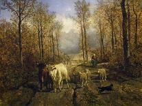 Game Keeper Stops Near His Dogs-Constant Troyon-Framed Stretched Canvas