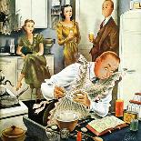 "Travel Agent at Desk," Saturday Evening Post Cover, February 12, 1949-Constantin Alajalov-Giclee Print