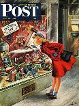 "Travel Agent at Desk," Saturday Evening Post Cover, February 12, 1949-Constantin Alajalov-Giclee Print