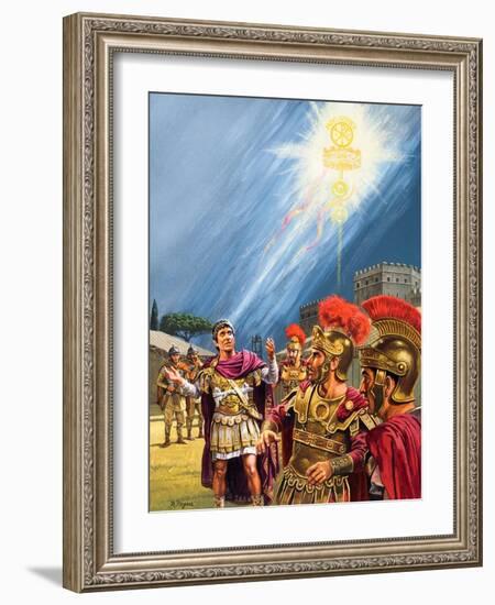 Constantine's Vision of the Christian Cross before the Battle of the Milvian Bridge-Roger Payne-Framed Giclee Print