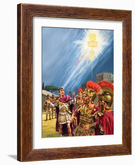 Constantine's Vision of the Christian Cross before the Battle of the Milvian Bridge-Roger Payne-Framed Giclee Print