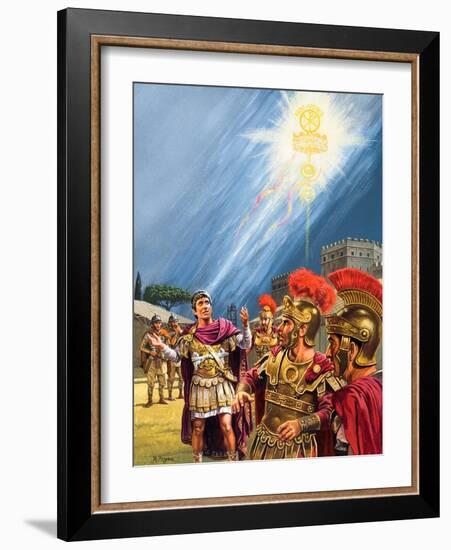 Constantine's Vision of the Christian Cross before the Battle of the Milvian Bridge-Roger Payne-Framed Giclee Print