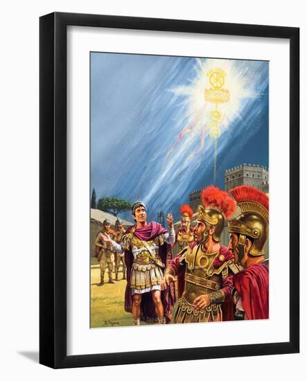 Constantine's Vision of the Christian Cross before the Battle of the Milvian Bridge-Roger Payne-Framed Giclee Print