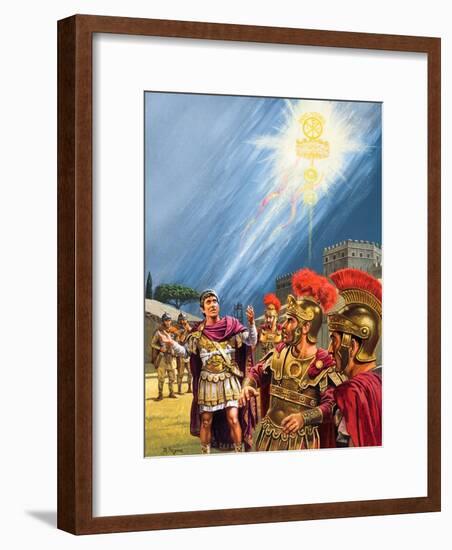 Constantine's Vision of the Christian Cross before the Battle of the Milvian Bridge-Roger Payne-Framed Giclee Print