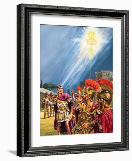 Constantine's Vision of the Christian Cross before the Battle of the Milvian Bridge-Roger Payne-Framed Giclee Print