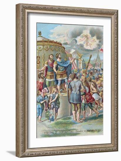 Constantine's Vision of the Cross, After the Fresco in the Sala Di Costantino, Raphael Rooms-Giulio Romano-Framed Giclee Print