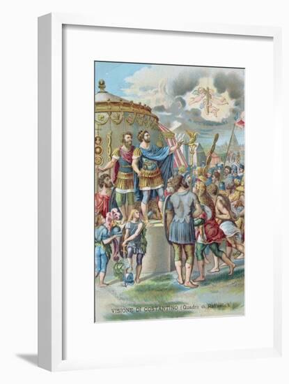 Constantine's Vision of the Cross, After the Fresco in the Sala Di Costantino, Raphael Rooms-Giulio Romano-Framed Giclee Print