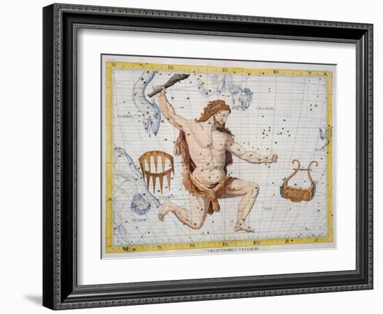 Constellation of Hercules with Corona and Lyra, Plate 21 from Atlas Coelestis, by John Flamsteed-Sir James Thornhill-Framed Giclee Print