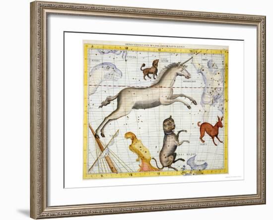 Constellation of Monoceros with Canis Major and Minor, Plate 13 from "Atlas Coelestis"-Sir James Thornhill-Framed Giclee Print