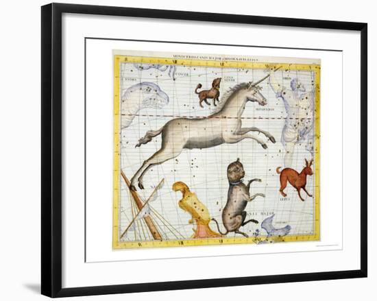 Constellation of Monoceros with Canis Major and Minor, Plate 13 from "Atlas Coelestis"-Sir James Thornhill-Framed Giclee Print