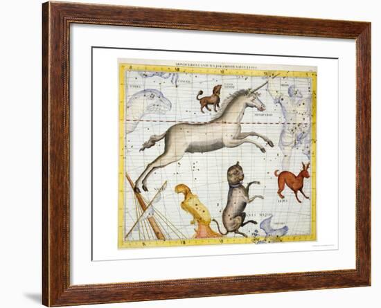 Constellation of Monoceros with Canis Major and Minor, Plate 13 from "Atlas Coelestis"-Sir James Thornhill-Framed Giclee Print