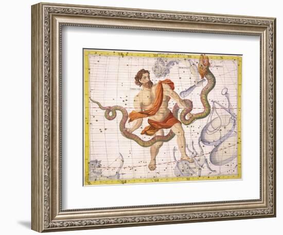 Constellation of Ophiucus and Serpens, Plate 22 from "Atlas Coelestis"-Sir James Thornhill-Framed Giclee Print