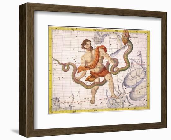 Constellation of Ophiucus and Serpens, Plate 22 from "Atlas Coelestis"-Sir James Thornhill-Framed Giclee Print