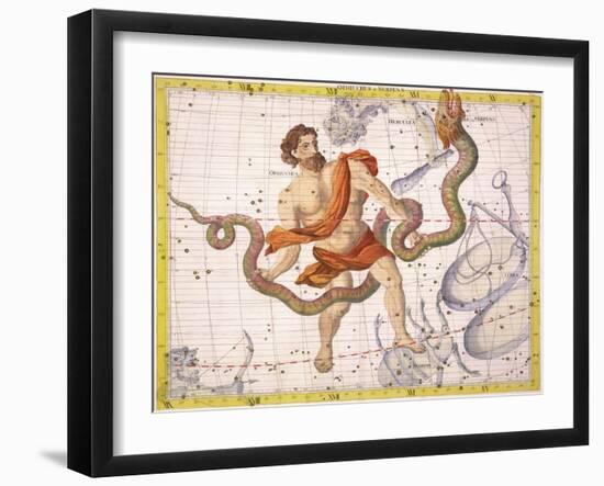 Constellation of Ophiucus and Serpens, Plate 22 from "Atlas Coelestis"-Sir James Thornhill-Framed Giclee Print