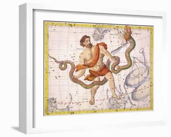 Constellation of Ophiucus and Serpens, Plate 22 from "Atlas Coelestis"-Sir James Thornhill-Framed Giclee Print