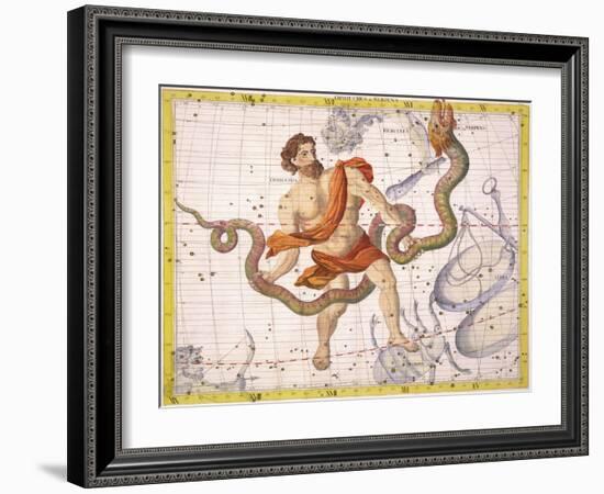 Constellation of Ophiucus and Serpens, Plate 22 from "Atlas Coelestis"-Sir James Thornhill-Framed Giclee Print