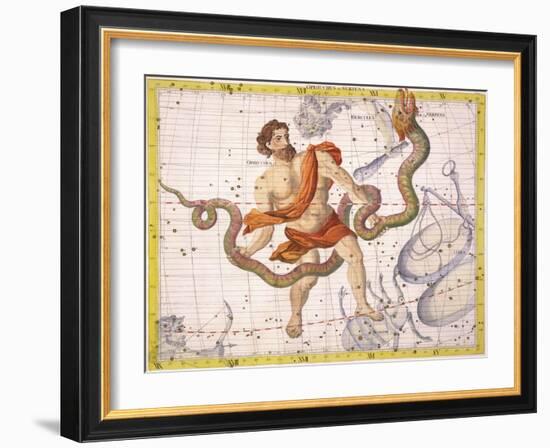 Constellation of Ophiucus and Serpens, Plate 22 from "Atlas Coelestis"-Sir James Thornhill-Framed Giclee Print