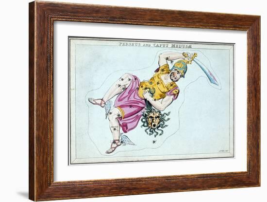 Constellation of Perseus, Showing Him Carrying the Head of Medusa, C1820-null-Framed Giclee Print