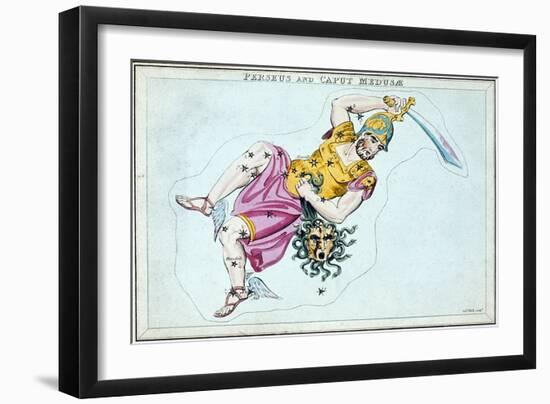 Constellation of Perseus, Showing Him Carrying the Head of Medusa, C1820-null-Framed Giclee Print