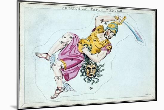 Constellation of Perseus, Showing Him Carrying the Head of Medusa, C1820-null-Mounted Giclee Print