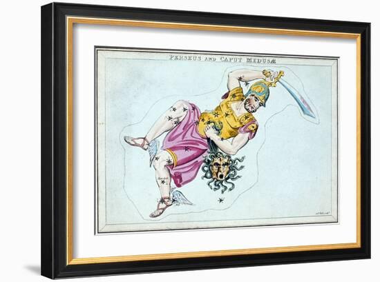 Constellation of Perseus, Showing Him Carrying the Head of Medusa, C1820-null-Framed Giclee Print