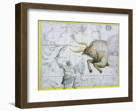 Constellation of Taurus, Plate 2 from "Atlas Coelestis," by John Flamsteed, Published in 1729-Sir James Thornhill-Framed Giclee Print