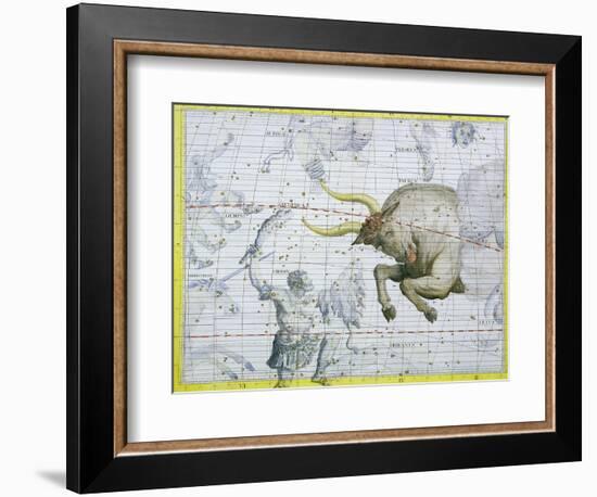 Constellation of Taurus, Plate 2 from "Atlas Coelestis," by John Flamsteed, Published in 1729-Sir James Thornhill-Framed Giclee Print