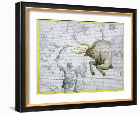 Constellation of Taurus, Plate 2 from "Atlas Coelestis," by John Flamsteed, Published in 1729-Sir James Thornhill-Framed Giclee Print