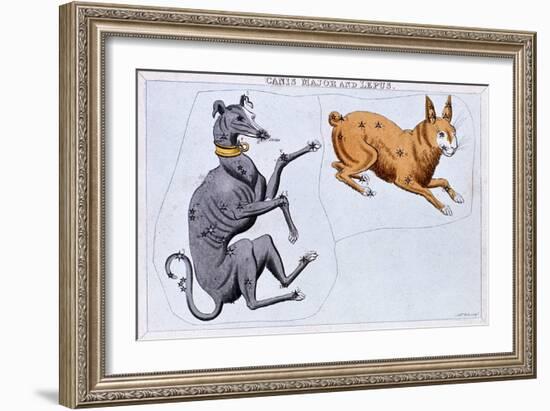 Constellations of Canis Major and Lepus, C1820-Sidney Hall-Framed Giclee Print