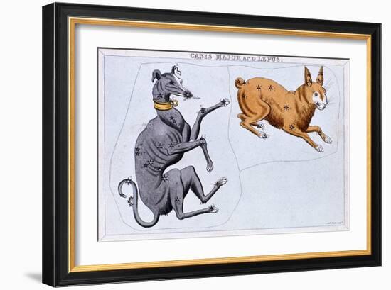 Constellations of Canis Major and Lepus, C1820-Sidney Hall-Framed Giclee Print