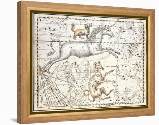 Constellations of Monoceros the Unicorn, Canis Major and Minor from A Celestial Atlas-A. Jamieson-Framed Premier Image Canvas