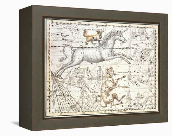 Constellations of Monoceros the Unicorn, Canis Major and Minor from A Celestial Atlas-A. Jamieson-Framed Premier Image Canvas