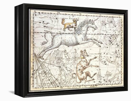 Constellations of Monoceros the Unicorn, Canis Major and Minor from A Celestial Atlas-A. Jamieson-Framed Premier Image Canvas
