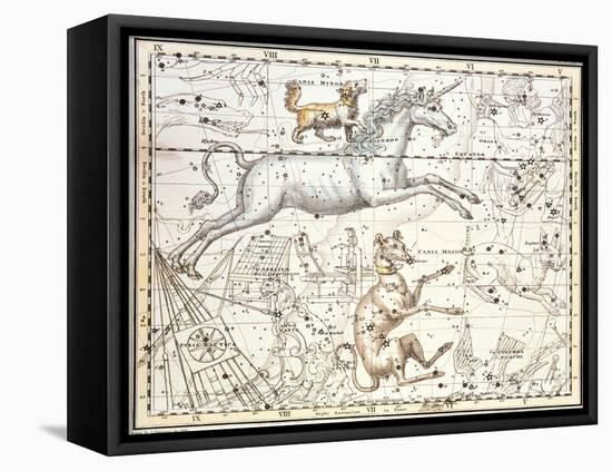 Constellations of Monoceros the Unicorn, Canis Major and Minor from A Celestial Atlas-A. Jamieson-Framed Premier Image Canvas