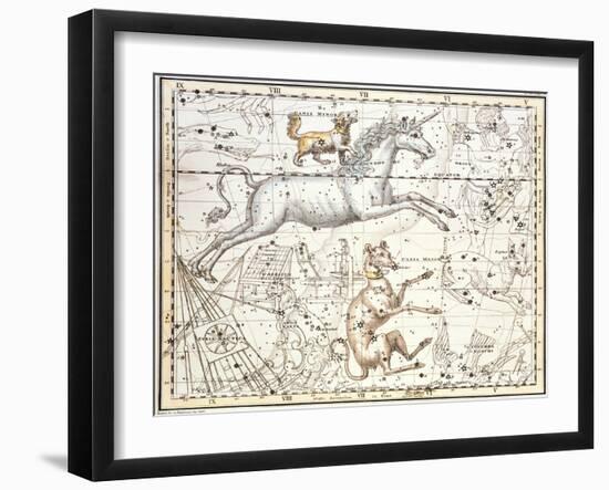 Constellations of Monoceros the Unicorn, Canis Major and Minor from A Celestial Atlas-A. Jamieson-Framed Giclee Print