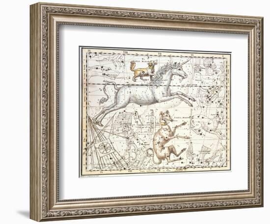 Constellations of Monoceros the Unicorn, Canis Major and Minor from A Celestial Atlas-A. Jamieson-Framed Giclee Print