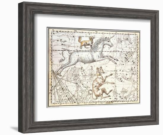 Constellations of Monoceros the Unicorn, Canis Major and Minor from A Celestial Atlas-A. Jamieson-Framed Giclee Print