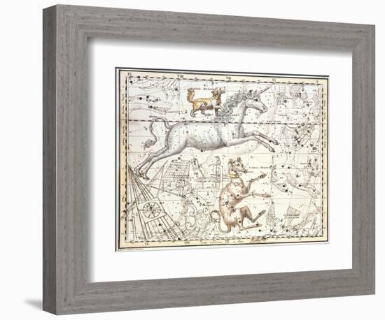 Constellations of Monoceros the Unicorn, Canis Major and Minor from A Celestial Atlas-A. Jamieson-Framed Giclee Print