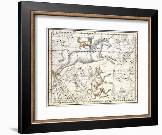 Constellations of Monoceros the Unicorn, Canis Major and Minor from A Celestial Atlas-A. Jamieson-Framed Giclee Print