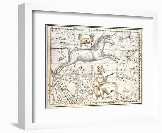 Constellations of Monoceros the Unicorn, Canis Major and Minor from A Celestial Atlas-A. Jamieson-Framed Giclee Print