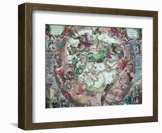 Constellations of the Southern Hemisphere, from The Celestial Atlas-Andreas Cellarius-Framed Giclee Print