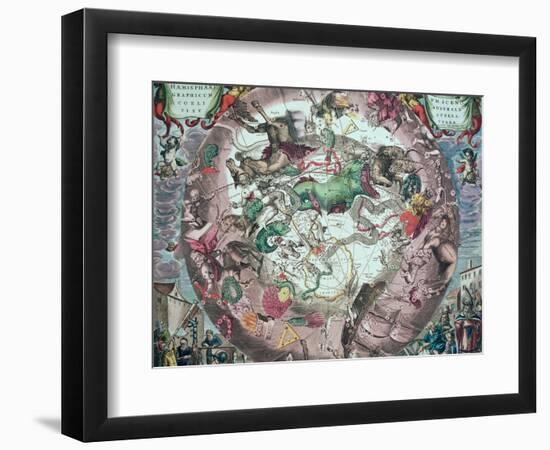 Constellations of the Southern Hemisphere, from The Celestial Atlas-Andreas Cellarius-Framed Giclee Print