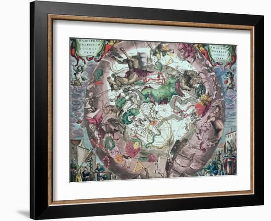 Constellations of the Southern Hemisphere, from The Celestial Atlas-Andreas Cellarius-Framed Giclee Print